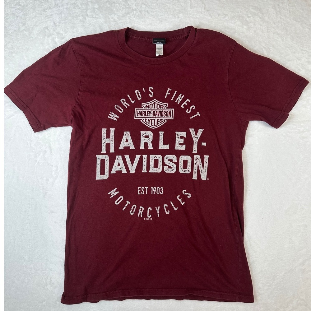 Harley-Davidson Lakeland Florida Graphic T-Shirt Maroon Mens M Made in USA 2022